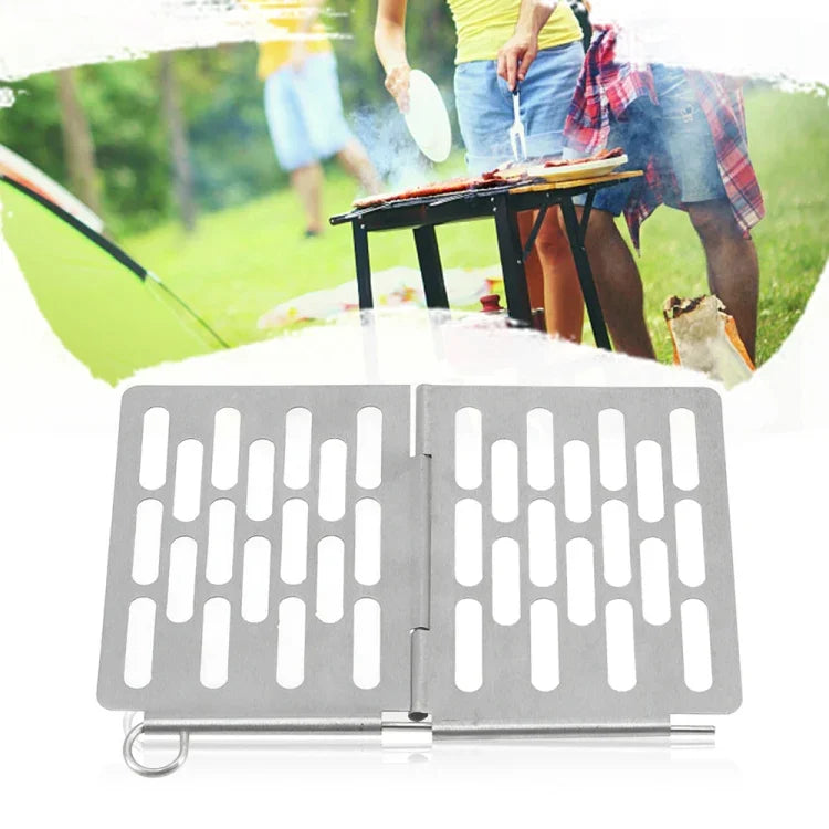 Lưới nướng BBQ gấp bằng thép không gỉ Phụ kiện dã ngoại BBQ di động, S 15x10.3CM, M 22.6x15.8CM, L 35.8x20CM