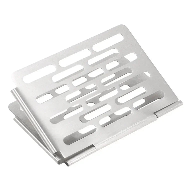 Lưới nướng BBQ gấp bằng thép không gỉ Phụ kiện dã ngoại BBQ di động, S 15x10.3CM, M 22.6x15.8CM, L 35.8x20CM