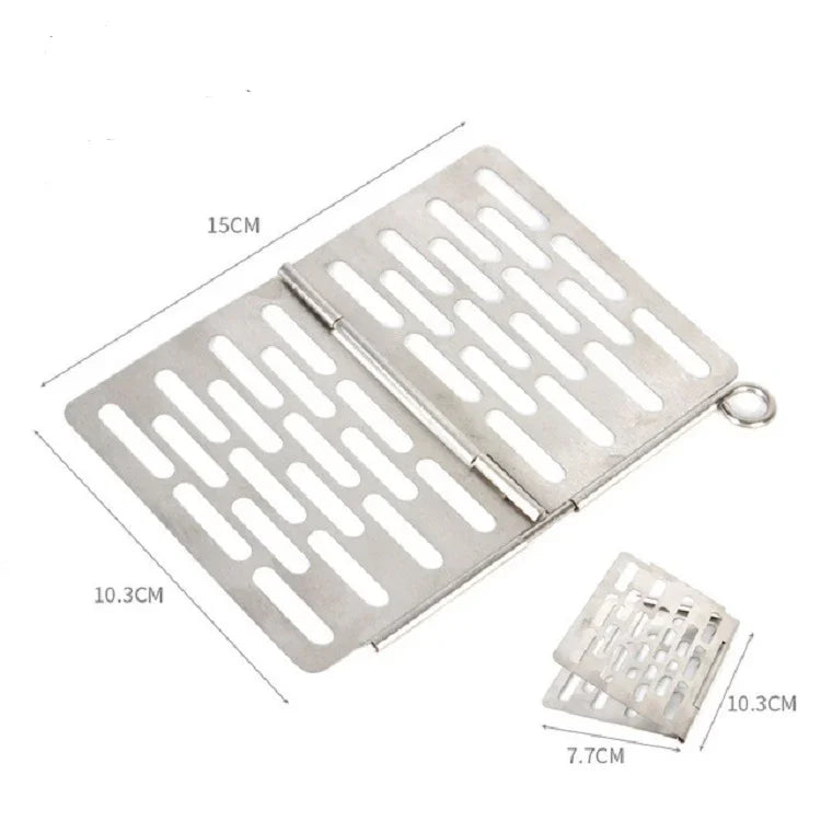 Lưới nướng BBQ gấp bằng thép không gỉ Phụ kiện dã ngoại BBQ di động, S 15x10.3CM, M 22.6x15.8CM, L 35.8x20CM