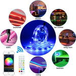 Đèn LED dây điều khiển âm thanh thông minh Bluetooth không chống nước 5050 RGB nhiều màu với điều khiển từ xa 24 phím, 5M 150 đèn LED, 5M 300 đèn LED, 10M 300 đèn LED, 10M 600 đèn LED, 15M 450 đèn LED, 15M 270 đèn LED, 20M 360 đèn LED, 30M 540 đèn LED