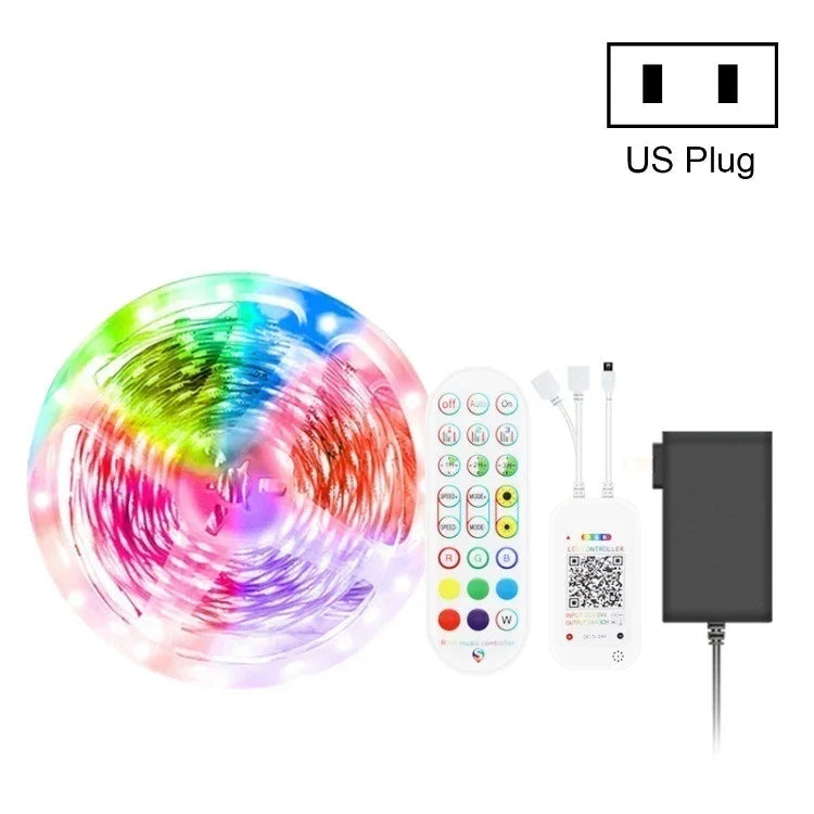 Đèn LED dây điều khiển âm thanh thông minh Bluetooth không chống nước 5050 RGB nhiều màu với điều khiển từ xa 24 phím, 5M 150 đèn LED, 5M 300 đèn LED, 10M 300 đèn LED, 10M 600 đèn LED, 15M 450 đèn LED, 15M 270 đèn LED, 20M 360 đèn LED, 30M 540 đèn LED