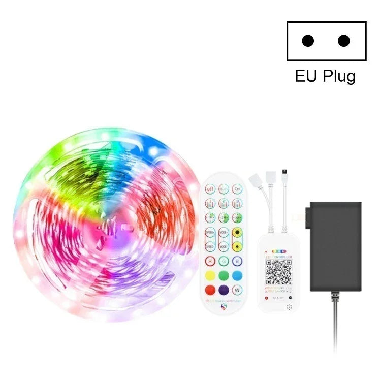 Đèn LED dây điều khiển âm thanh thông minh Bluetooth không chống nước 5050 RGB nhiều màu với điều khiển từ xa 24 phím, 5M 150 đèn LED, 5M 300 đèn LED, 10M 300 đèn LED, 10M 600 đèn LED, 15M 450 đèn LED, 15M 270 đèn LED, 20M 360 đèn LED, 30M 540 đèn LED