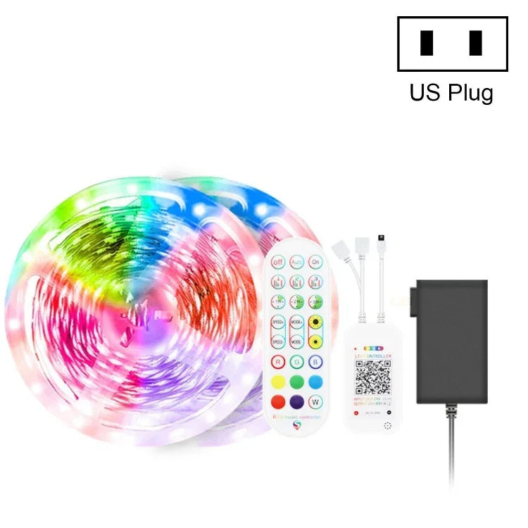 Đèn LED dây điều khiển âm thanh thông minh Bluetooth không chống nước 5050 RGB nhiều màu với điều khiển từ xa 24 phím, 5M 150 đèn LED, 5M 300 đèn LED, 10M 300 đèn LED, 10M 600 đèn LED, 15M 450 đèn LED, 15M 270 đèn LED, 20M 360 đèn LED, 30M 540 đèn LED