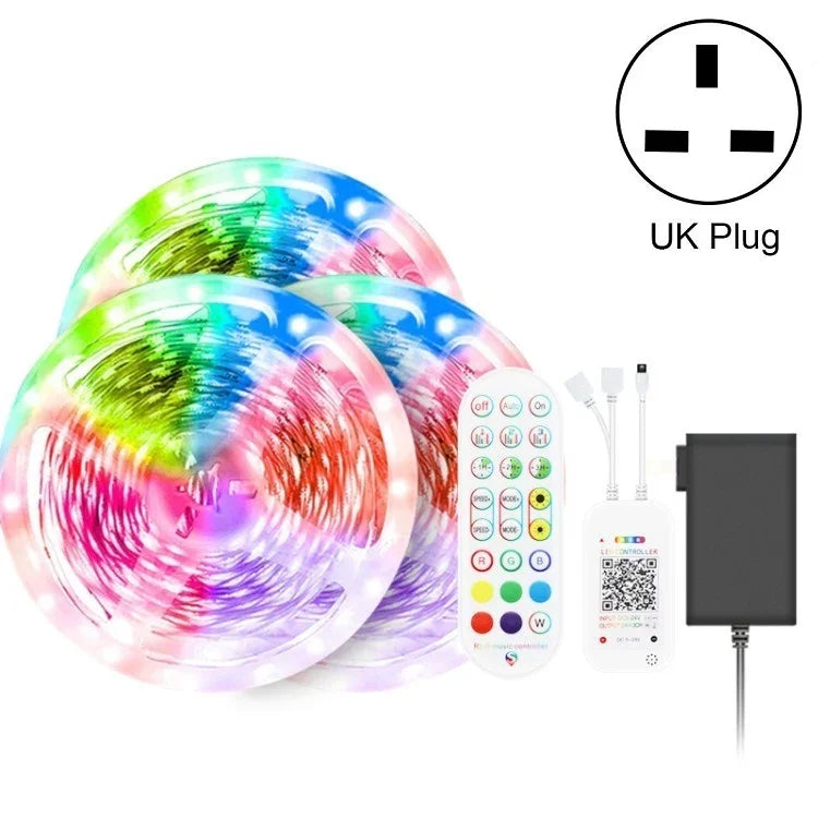 Đèn LED dây điều khiển âm thanh thông minh Bluetooth không chống nước 5050 RGB nhiều màu với điều khiển từ xa 24 phím, 5M 150 đèn LED, 5M 300 đèn LED, 10M 300 đèn LED, 10M 600 đèn LED, 15M 450 đèn LED, 15M 270 đèn LED, 20M 360 đèn LED, 30M 540 đèn LED