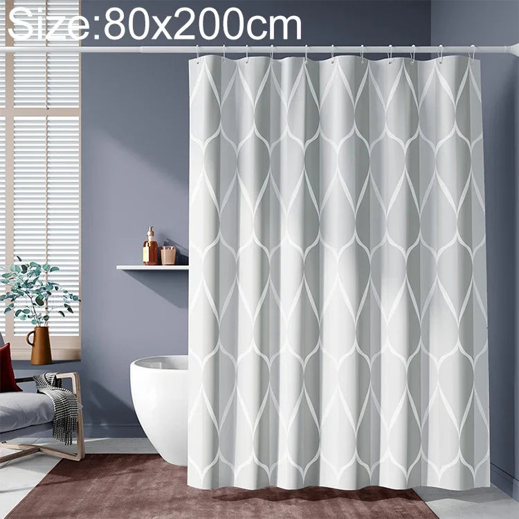 Rèm tắm chống thấm nước phòng tắm họa tiết hình học màu xám nhạt, 80x200cm, 100x200cm, 120x180cm, 200x180cm