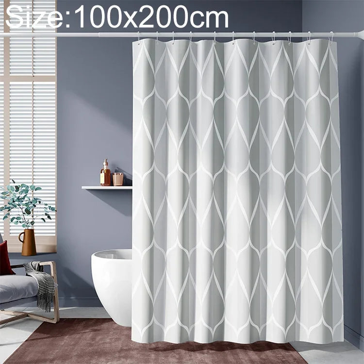 Rèm tắm chống thấm nước phòng tắm họa tiết hình học màu xám nhạt, 80x200cm, 100x200cm, 120x180cm, 200x180cm