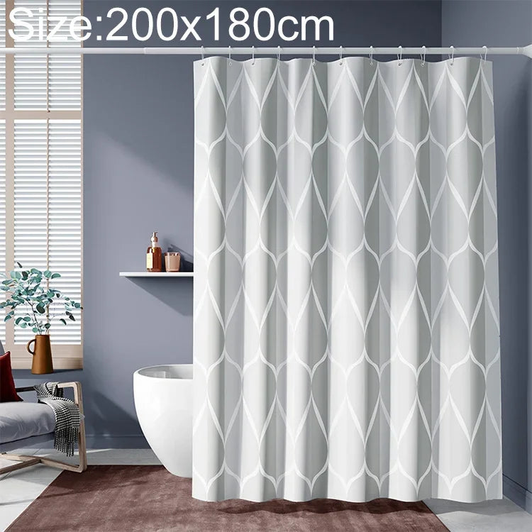 Rèm tắm chống thấm nước phòng tắm họa tiết hình học màu xám nhạt, 80x200cm, 100x200cm, 120x180cm, 200x180cm