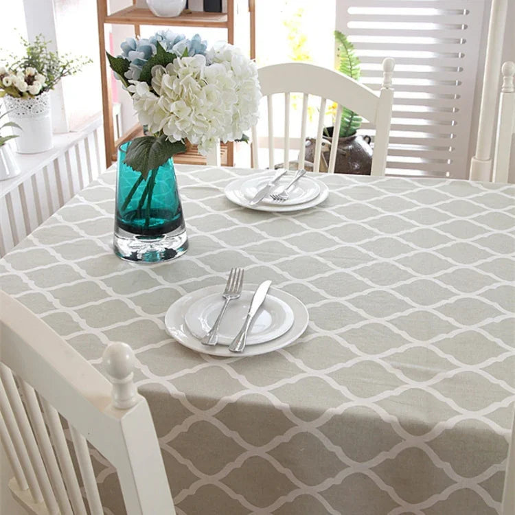 Khăn trải bàn ren cotton hình thoi màu xám, 60x60cm, 70x70cm, 90x90cm, 100x140cm, 120x120cm, 140x140cm, 90x150cm, 140x160cm, 120x160cm, 140x180cm, 130x180cm, 140x200cm, 140x220cm, 140x250cm