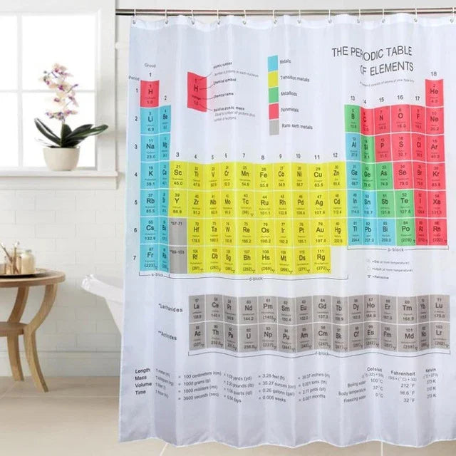 Rèm tắm polyester in chống thấm nước và mốc bảng tuần hoàn, rèm tắm, kích thước: 180x180cm