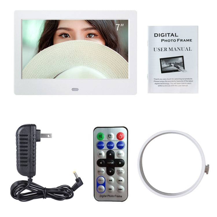 Khung ảnh kỹ thuật số LED 7 inch DPF-706, máy quảng cáo treo tường, phích cắm Mỹ, EU, Anh, Úc