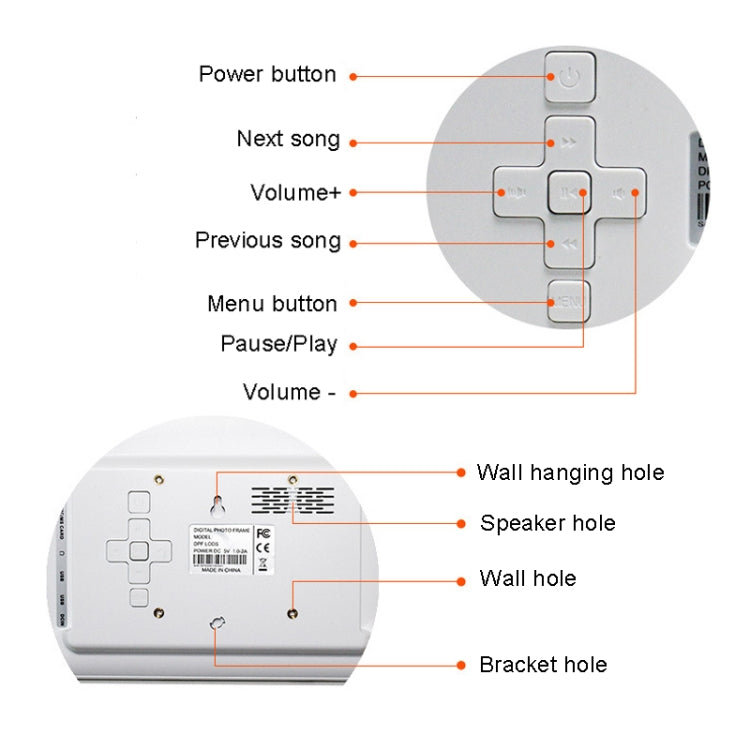 Khung ảnh kỹ thuật số LED 7 inch DPF-706, máy quảng cáo treo tường, phích cắm Mỹ, EU, Anh, Úc