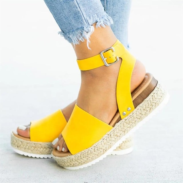 Sandal nữ đế bằng khóa một nút, size 35, 36, 37, 38, 39, 40, 41, 42, 43, 44