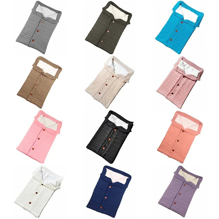 Túi ngủ cho trẻ sơ sinh bằng vải cotton mềm ấm đan kim
