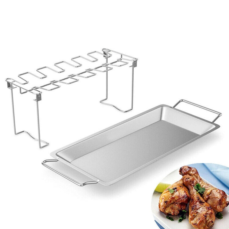 Giá nướng cánh và đùi gà bằng thép không gỉ có khay hứng mỡ, Giá nướng