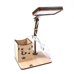 Wooden Multi-function Touch USB Pen Holder Desk Lamp Student Desktop Charging Reading Lamp Led Eye Protection Table Lamp, USB Plug-in without Battery, USB Charging Built-in Battery