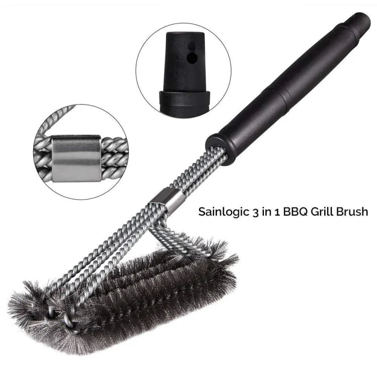 Bàn chải dây thép lớn làm sạch chảo nướng BBQ, dài 44cm