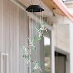 Đèn chuông gió colibri LED năng lượng mặt trời điện tử sáng tạo bảy màu, chim ruồi