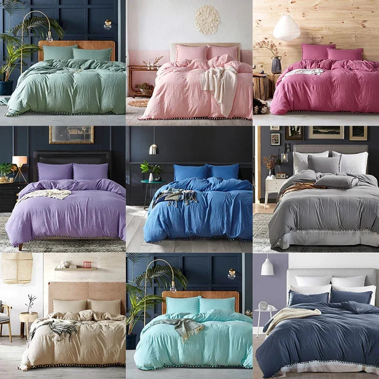 Bộ ga giường công chúa với vỏ gối trang trí bằng vải microfiber đã giặt, cỡ đơn (1 vỏ gối và 1 chăn), cỡ queen (2 vỏ gối và 1 chăn), cỡ king (2 vỏ gối và 1 chăn)