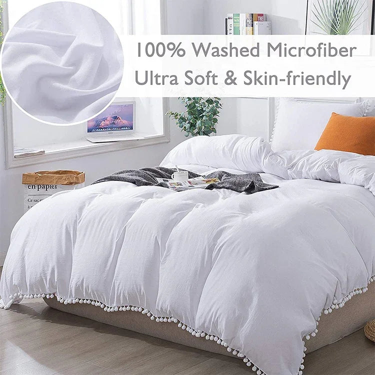 Bộ ga giường công chúa với vỏ gối trang trí bằng vải microfiber đã giặt, cỡ đơn (1 vỏ gối và 1 chăn), cỡ queen (2 vỏ gối và 1 chăn), cỡ king (2 vỏ gối và 1 chăn)