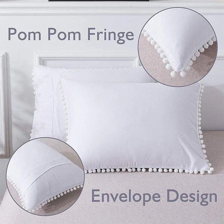 Bộ ga giường công chúa với vỏ gối trang trí bằng vải microfiber đã giặt, cỡ đơn (1 vỏ gối và 1 chăn), cỡ queen (2 vỏ gối và 1 chăn), cỡ king (2 vỏ gối và 1 chăn)