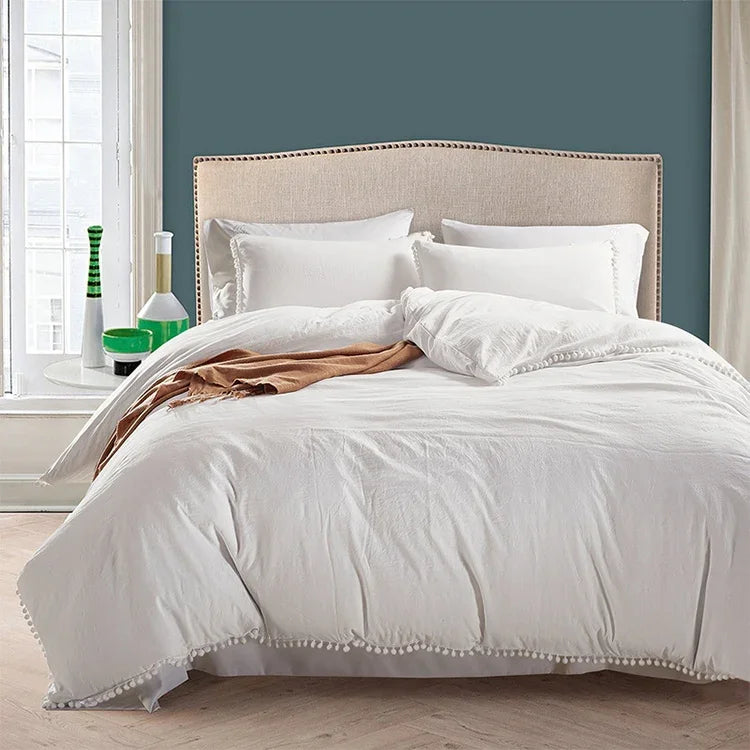 Bộ ga giường công chúa với vỏ gối trang trí bằng vải microfiber đã giặt, cỡ đơn (1 vỏ gối và 1 chăn), cỡ queen (2 vỏ gối và 1 chăn), cỡ king (2 vỏ gối và 1 chăn)