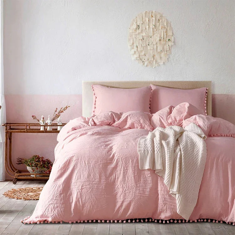 Bộ ga giường công chúa với vỏ gối trang trí bằng vải microfiber đã giặt, cỡ đơn (1 vỏ gối và 1 chăn), cỡ queen (2 vỏ gối và 1 chăn), cỡ king (2 vỏ gối và 1 chăn)
