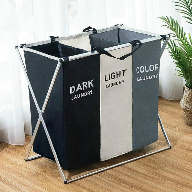 Giỏ đựng quần áo gấp vải chống thấm nước, có lớp đệm Oxford, ngăn giỏ đựng quần áo, 2 ngăn màu đen và be, 2 ngăn màu xám và be, 3 ngăn