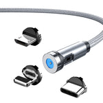 CC56 Nắp chống bụi dây cáp từ tính xoay, chiều dài cáp: 2m, đầu Android 2m, đầu Micro USB 2m, đầu Type-C 2m, đầu 8Pin 2m, dây 2m + ba đầu, 2m + 8Pin + Type-C/USB-C + Micro USB, dây 2m