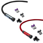 Cáp dữ liệu sạc nhanh từ tính xoay 540 độ CC57, 1m + 8 Pin + Type-C/USB-C + Micro USB + đỏ, 1m + Type-C/USB-C + Micro USB + đen, 2m + Type-C/USB-C + Micro USB + đỏ, 2m + Type-C/USB-C + Micro USB + đen