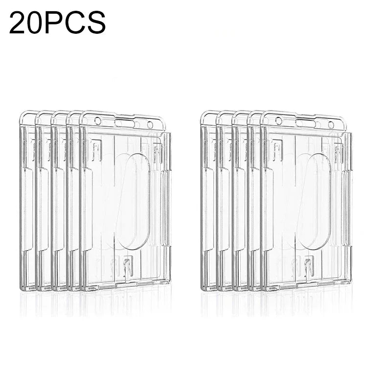 20 cái hộp đựng thẻ ID bằng nhựa cứng, hộp đựng thẻ trong suốt hai mặt, ép phun liền khối, loại đứng PS