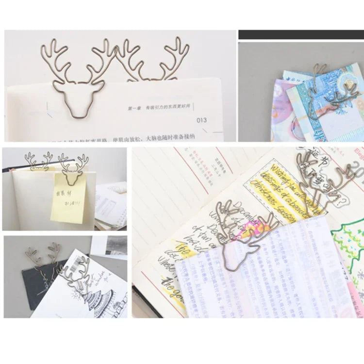 Bộ 8 kẹp giấy hình đầu hươu, kẹp giấy sáng tạo, kẹp đánh dấu sách hình đầu hươu