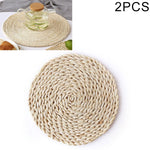 Bộ 2 thảm trà cách nhiệt dày dặn chống trượt làm từ ngô tự nhiên đan, Thảm lót tròn 10cm, Thảm lót tròn 22cm, Thảm lót tròn 35cm