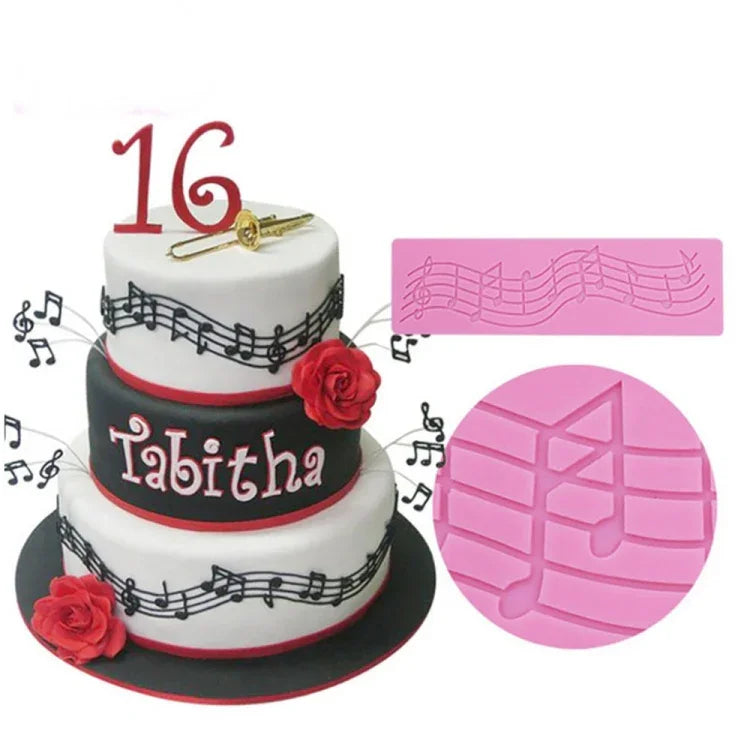 Bộ 2 khuôn silicone trang trí bánh hình nốt nhạc, dụng cụ làm bánh fondant DIY