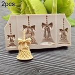 Bộ 2 khuôn silicon hình chuông Giáng Sinh dùng trang trí bánh socola, kẹo, bánh quy, làm bánh fondant, an toàn thực phẩm, Chuông Giáng Sinh