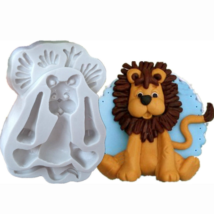 Bộ 2 khuôn silicon hình động vật 3D làm bánh fondant và bánh quy, Hình động vật 3D (Sư tử)