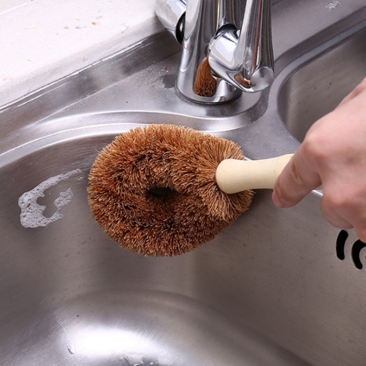 10 cái bàn chải nồi cán dài bằng dừa tự nhiên chống dính dầu, dụng cụ làm sạch nhà bếp, bàn chải dừa