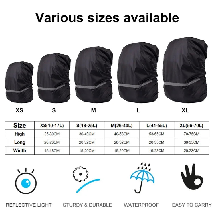 Áo mưa balo chống nước, chống bụi phản quang, siêu nhẹ, bảo vệ túi đeo vai, XS, S, M, L, XL