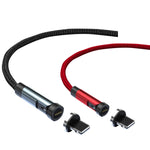 Cáp dữ liệu sạc nhanh từ tính xoay 540 độ CC57, 1m + 8Pin + đỏ, 2m + 8Pin + đỏ, 1m + 8Pin + đen, 2m + 8Pin + đen