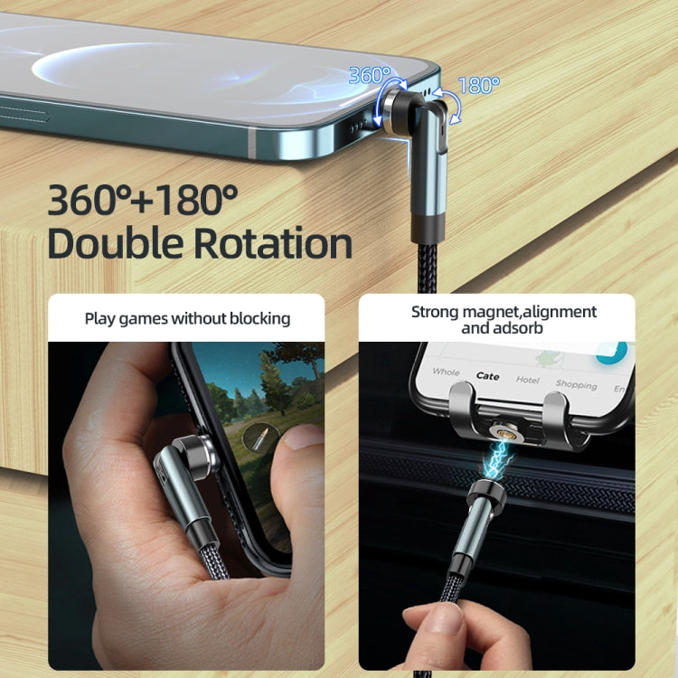 Cáp dữ liệu sạc nhanh từ tính xoay 540 độ CC57, 1m + 8Pin + đỏ, 2m + 8Pin + đỏ, 1m + 8Pin + đen, 2m + 8Pin + đen