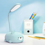 Đèn đọc sách bảo vệ mắt LED thiết kế mèo hoạt hình, đèn bàn sạc USB, màu xanh dương, trắng, xanh lá, hồng