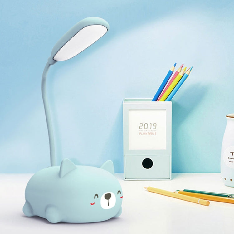 Đèn đọc sách bảo vệ mắt LED thiết kế mèo hoạt hình, đèn bàn sạc USB, màu xanh dương, trắng, xanh lá, hồng