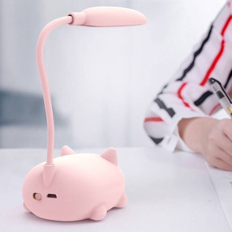 Đèn đọc sách bảo vệ mắt LED thiết kế mèo hoạt hình, đèn bàn sạc USB, màu xanh dương, trắng, xanh lá, hồng
