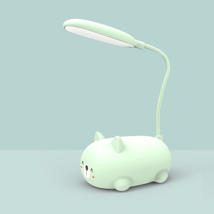 Đèn đọc sách bảo vệ mắt LED thiết kế mèo hoạt hình, đèn bàn sạc USB, màu xanh dương, trắng, xanh lá, hồng