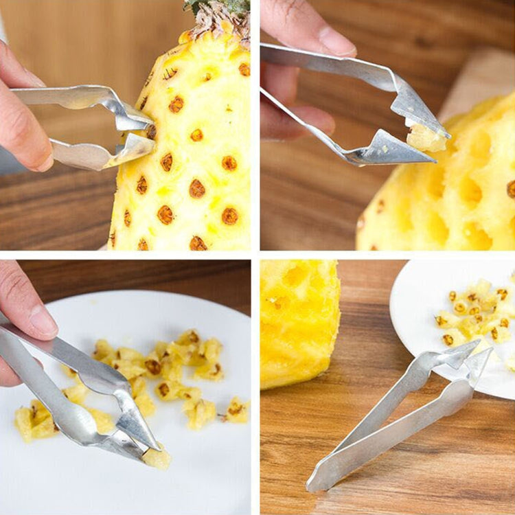 Bộ 3 kẹp dứa đầu mở bằng thép không gỉ chống trượt, dụng cụ lấy mắt quả, 13.5×3.5cm, đinh thép không gỉ không giới hạn