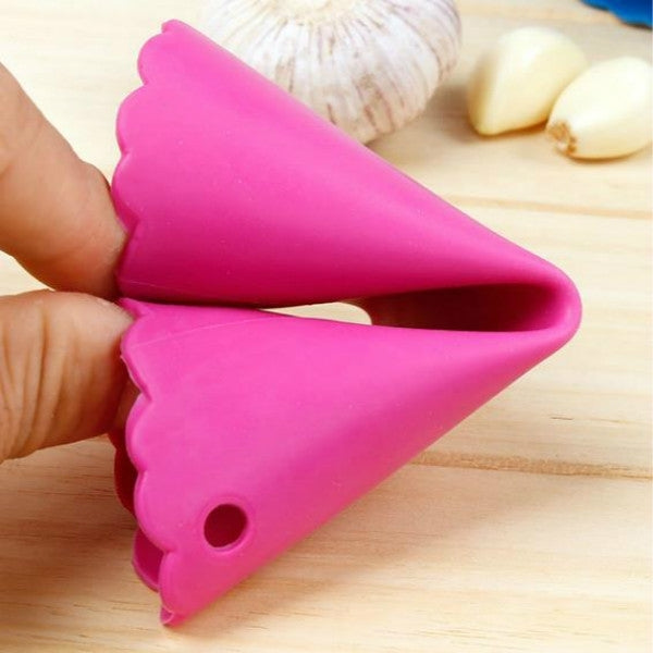 Bộ 2 dụng cụ ép tỏi, bóc tỏi nhà bếp không làm đau tay, dụng cụ bóc tỏi silicone, màu xanh lá, đỏ, xanh dương