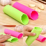 Bộ 2 dụng cụ ép tỏi, bóc tỏi nhà bếp không làm đau tay, dụng cụ bóc tỏi silicone, màu xanh lá, đỏ, xanh dương