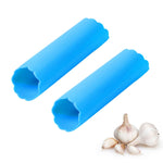 Bộ 2 dụng cụ ép tỏi, bóc tỏi nhà bếp không làm đau tay, dụng cụ bóc tỏi silicone, màu xanh lá, đỏ, xanh dương