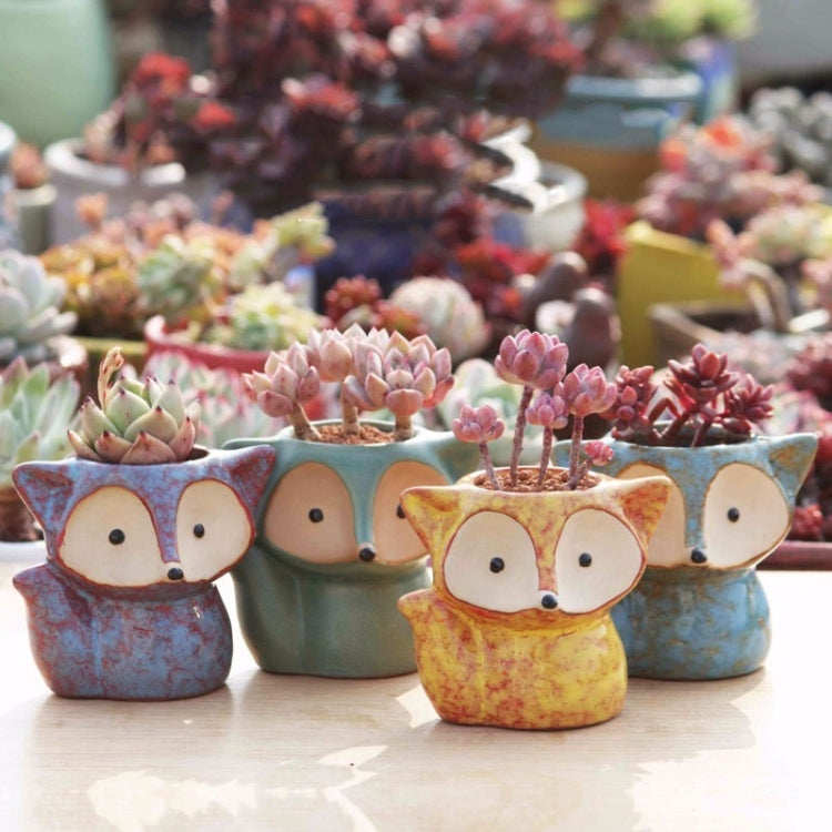Ceramic Fleshy Flower Pot Succulent Thumb Pot Fox Flower Pot, Random Color Delivery (Without Plants), Fox Flower Pot
