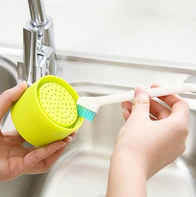 Bộ 2 bàn chải làm sạch khe cửa sổ cửa 2 trong 1 đầu đôi, bàn chải cốc có dao cạo đuôi, bộ 2 cái 2 trong 1