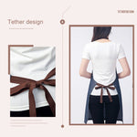 Tạp dề denim không tay, kiểu yếm, màu denim xanh, quần yếm bếp, kích thước 71x65cm